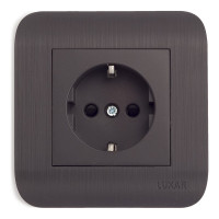 Розетка LUXAR Deco с/у с з/к венге с рифленой рамкой, 250В 16А 4606400620303
