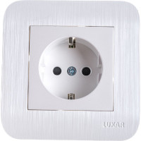 Розетка LUXAR Deco с/у с з/к белая с рифленой рамкой, 250В 16А 4606400620297
