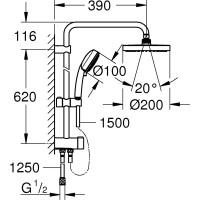 Душевая система с переключателем GROHE New Tempesta Cosmopolitan 200 27394002