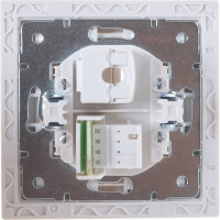 Розетка LEZARD RAIN компьютер+телефон жемчужно-белый металлик 703-3030-143