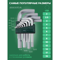 Набор ключей Rockforce шестигранных Г-образных 2-19мм 13 предметов RF-5137(7864)