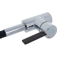Смеситель для кухни ARGOTECH KLIO, хром/чёрный, пластичный излив, d-35 41038