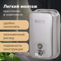 Диспенсер для жидкого мыла ЛАЙМА PROFESSIONAL,1 л, нержавеющая сталь, матовый, 605395
