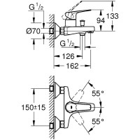 Однорычажный смеситель для ванны GROHE BauFlow Longlife 35 мм 23601000