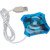 Концентратор Gembird USB 2.0, 4 порта, прозрачный корпус, блистер UHB-C224