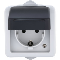 Одинарная розетка LK Studio с з/к IP54 16А/250V серый LK AQUA 80007