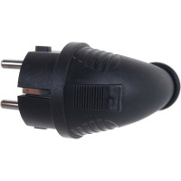 Угловая вилка Smartbuy каучуковая 230В, 2P+PE, 16A, IP44 SBE-16-P09-R