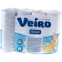 Бумага туалетная бытовая VEIRO спайка 24шт 2-х слойная Classic белая 5с224 127072 5c224