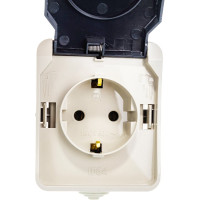 Розетка Smartbuy 1-местная с заземлением 16А с крышкой, IP54 Сатурн SBE-04w-16-S1-Z