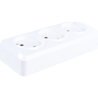 Розетка Smartbuy 3-местная 10А без заземления белая Юпитер SBE-03w-10-S3-N
