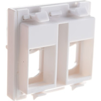 Вставка LANMASTER 45x45 на 2 кейстоуна, со шторкой, маркировкой, белая, LAN-SIP-24L-WH