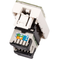 Вставка LANMASTER Mosaic 22.5x45 RJ-45 UTP кат5e со шторкой окном маркировки белая LAN-SIP-22U5E-WH