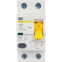 Выключатель дифференциального тока IEK 2п 40A 30mA тип AC ВД1-63 ИЭК MDV10-2-040-030