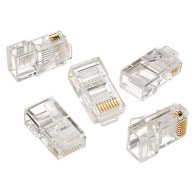 Cablexpert Вилка RJ-45 8P8C LC-8P8C-001 3-зубца кат.5e, 6 мкрн для одножильного кабеля 100 шт. LC-8P8C-001 (3-fork)