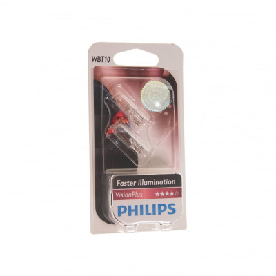PHILIPS Автолампа WBT10 6W W2.1 9.5d VISION PLUS , 2шт 12V ,1,10 12040VPB2