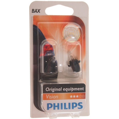 PHILIPS Автолампа BAX1.2W с черным патроном BAX8.3s,1.35 ,2шт 12V 1,10,200 12597B2