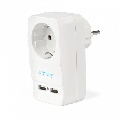 Smartbuy Адаптер-фильтр, 1 гнездо с заземлением 16A, 2 USB 2.1 A SBE-16-A05-USB