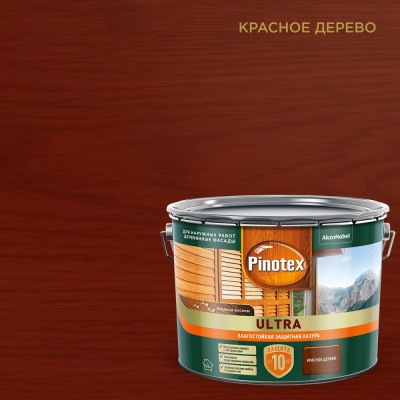 Pinotex ULTRA NW антисептик тиксотропный, УФ защита, красное дерево 9 л 5803410