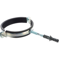 Металлический сантехнический хомут для труб со шпилькой и дюбелем СВК 105-115, 4 дюйма, гайка М8 SVK-F100М8i Н0000002784