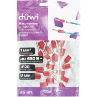 Наконечник-гильза Duwi Е1008, 1мм2, с изолированным фланцем, 25 шт./уп. 26675 4