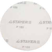 Универсальный шлифовальный круг STAYER на велкро основе 125 мм без отверстий 5 шт. Р180 35453-125-180