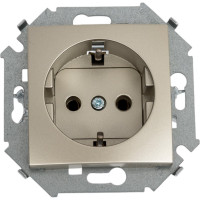 Розетка Simon с заземлением, Schuko, 16А, 250В, винтовой зажим, шампань 1591432-034