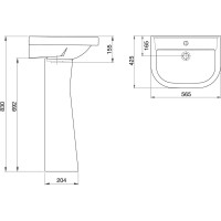 Умывальник Santeri подвесной PRO 56 белый 1.3115.5.S00.10B.0 023-2960 131155S0010B0