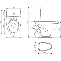 Унитаз-компакт Santeri ФОРВАРД, к/в, 1-реж, сид. ППВОРОТЫНСК 437922 1.P205.2.S00.00B.F 023-2521 1P2052S0000BF