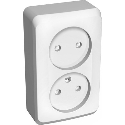 Розетка 2-м ОП Systeme Electric (Schneider Electric) Этюд, 16 А, без заземления, белый, арт. PA16-006B