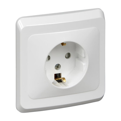 Розетка 1-м Systeme Electric (Schneider Electric) Этюд, 16 А, с заземлением, защитные шторки, белый, арт. PC16-004B