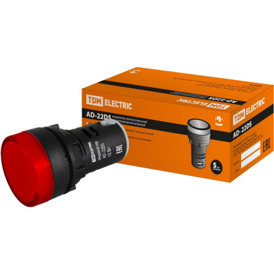 Лампа TDM ELECTRIC AD-22DS LED матрица d22мм красный 12В AC/DC SQ0702-0016
