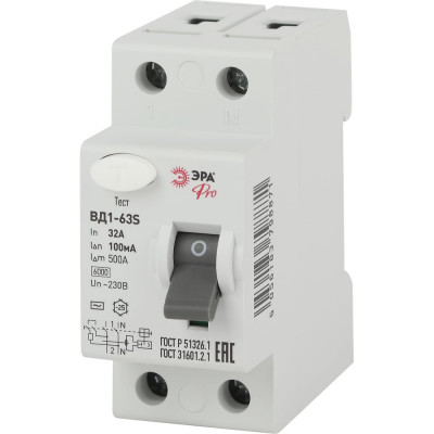 Устройство защитного отключения ЭРА Pro NO902153 УЗО ВД163S 1PN 32А 10 Б0036858
