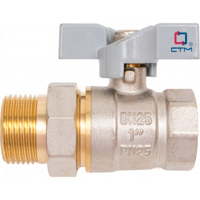 Шаровой кран СТМ СТАНДАРТ 1", с накидной гайкой, бабочка CWAFM001
