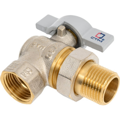 Шаровой угловой кран для воды СТМ СТАНДАРТ 1/2", с накидной гайкой, бабочка CWALM012