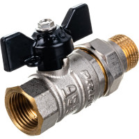 Кран шаровой латунный LD Pride, вн.резьба/"американка", ручка-бабочка, 1/2" 47.15.В-ГШ.Б LD 47.316.15