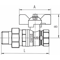 Шаровой кран LD Pride 47.20.В-ГШ.Б, латунный, внутренняя резьба/"американка", ручка-бабочка, 3/4" LD 47.306.20