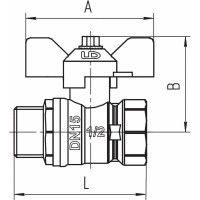 Кран шаровой латунный LD Pride, вн./нар.резьба, ручка-бабочка, 3/4" 47.20.B-Н.Б LD 47.312.20