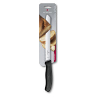 Нож для хлеба Victorinox лезвие 21 см волнистое, черный, в блистере, 6.8633.21B