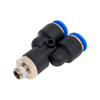 Фитинг Y-образный с наружной резьбой (10 мм; 1/8") для пластиковых трубок ROCKFORCE RF-SPX10-01(2364)