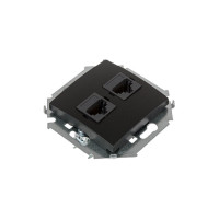 Компьютерная двойная розетка Simon RJ45 кат.5е, Systimax, графит 1591593-038
