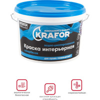 Интерьерная водно-дисперсная краска KRAFOR супербелая 3 кг 26959
