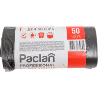 Мешки для мусора Paclan 35 л, черные, в рулоне 50 шт., ПНД, 6,2 мкм, 50х60 см, "Professional" 604077 403028
