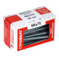 Оцинкованные болты Стройбат DIN 933 М6х70 30 шт. 2630023/272461