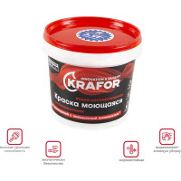 Интерьерная водно-дисперсная моющаяся краска KRAFOR глубокоматовая 1.5 кг 42165