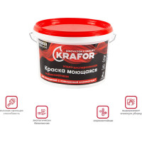 Интерьерная краска KRAFOR водно-дисперсионная глубокоматовая моющаяся 3 кг 26953