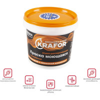 Интерьерная водно-дисперсионная моющаяся латексная краска KRAFOR супербелая 1.5 кг 42164