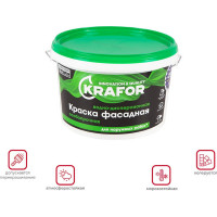 Водно-дисперсная фасадная особопрочная краска Krafor 3 кг 26948