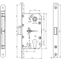 Корпус замка DOORLOCK DL431/50 PZ85 MCR матовый хром, реверсивный, пластиковая защелка, II класс 75322