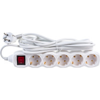 Удлинитель Космос 5м, 5гн. земля, выключ. ПВС 1мм2 YKsm5m-5g-Z-V(K)