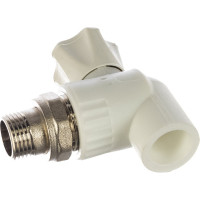 Шаровый кран VALFEX PP-R белый, 20х1/2 дюйма НР, угловой для радиатора 10148020 007-7677